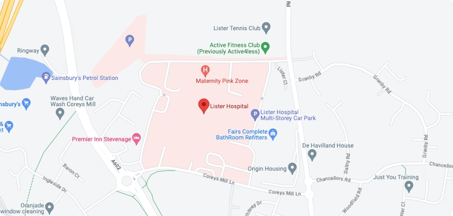 Lister Hospital map