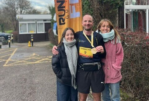 Supporter Andy Taylor together with daughter and his wife Gina.